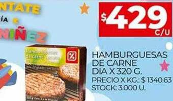 Supermercados DIA Hamburguesas de carne oferta