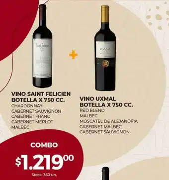 Super MAMI Saint Felicien Vino Botella x 750cc O Uxmal Vino Botella x 750cc oferta
