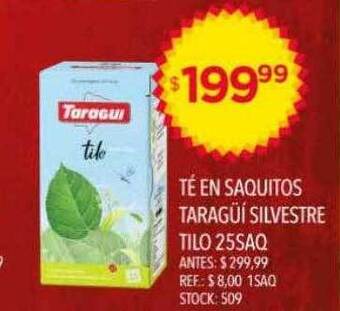 Supermercados Todo Té en saquitos taragüí silvestre tilo oferta