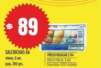 Supermercados Vea Salchichas 66 oferta