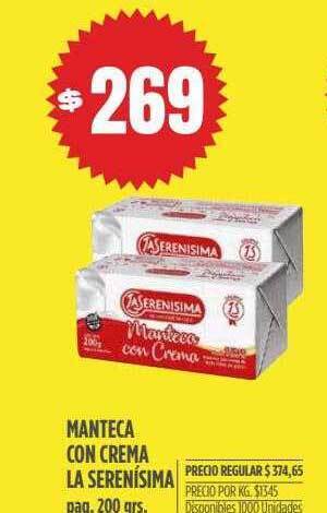 Supermercados Vea Manteca con crema la serenísima oferta