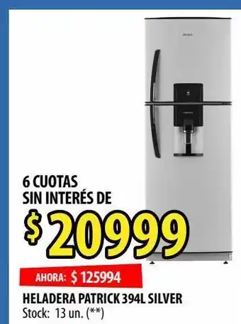 Punto Mayorista Heladera patrick 394l silver oferta