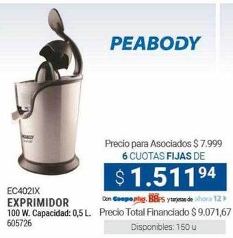 Cooperativa Obrera Peabody exprimidor oferta