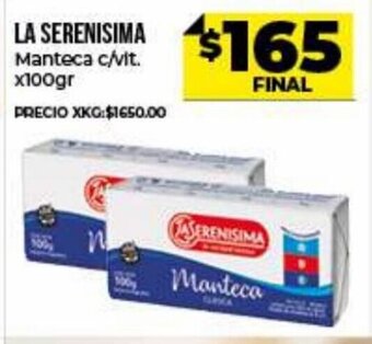 Supermayorista Vital La Serenisima Manteca c/vit. x 100gr oferta