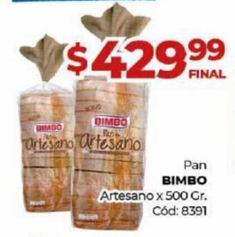 Diarco Bimbo Pan Artesano x 500 Gr. oferta