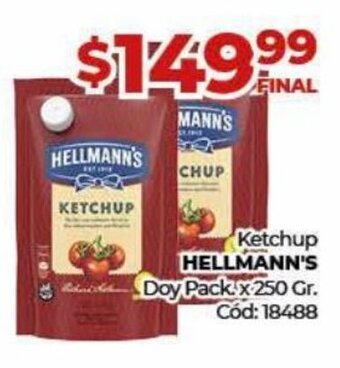 Diarco Hellmann's Ketchup Doy Pack x 250 Gr. oferta