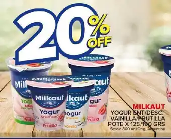 Carrefour Maxi Milkaut Yogur Ent/Desc. Vainilla/Frutilla Pote x 125 grs/190 grs oferta