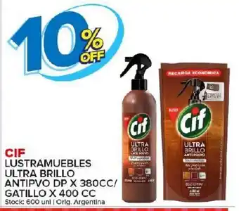 Carrefour Maxi Cif Lustramuebles Ultra Brillo Antipvo DP x 380 cc/ Gatillo x 400 cc oferta