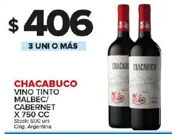 Chacabuco Vino Tinto Malbec/ Cabernet x 750 cc