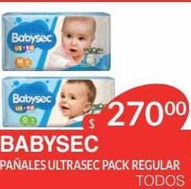 Masivos Babysec pañales ultrasec pack regular oferta