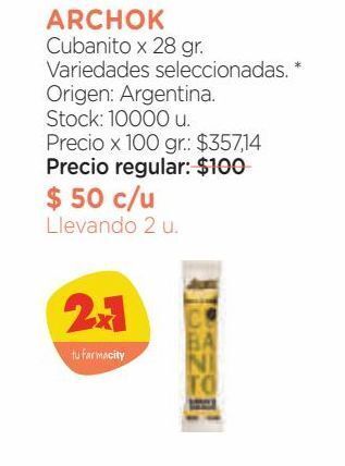 Farmacity Cubanito de chocolate archok relleno de pasta de maní x 28 g oferta