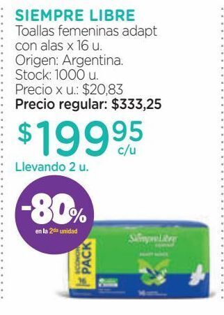 Farmacity Toallas femeninas siempre libre oferta