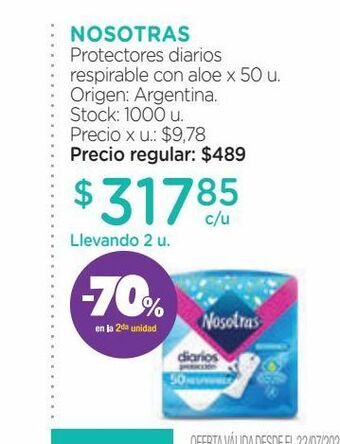 Farmacity Protector diario nosotras respirables con aloe x 50 un oferta