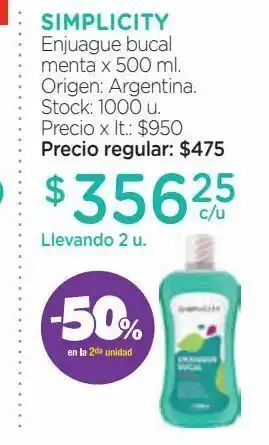 Farmacity Enjuague bucal simplicity oferta