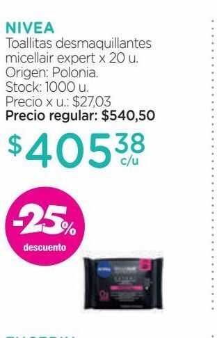 Farmacity Toallitas desmaquillantes nivea micellair expert a prueba de agua x 20 un oferta