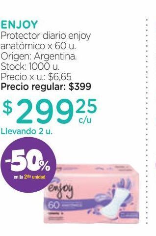 Farmacity Protector diario enjoy anatomico x 60 un oferta