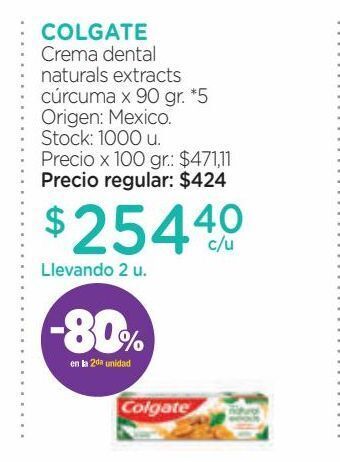 Farmacity Crema dental colgate natural extracts cúrcuma x 90 g oferta