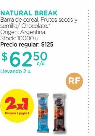Farmacity Natural break barra de cereal. oferta
