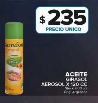 Carrefour Maxi Aceite de girasol aerosol x 120cc oferta