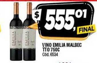 Supermercados Yaguar Vino emilia malbec tto oferta