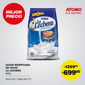 Atomo Conviene Leche modificada en polvo la lechera oferta