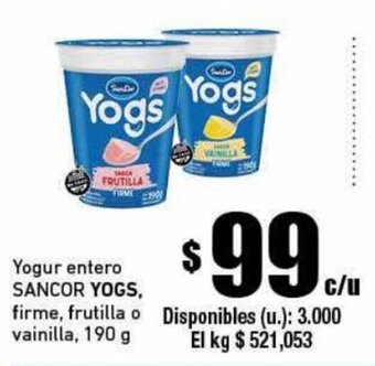 Cooperativa Obrera SANCOR YOGS yogur entero oferta