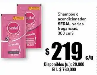 Cooperativa Obrera SEDAL shampoo o acondicionador oferta