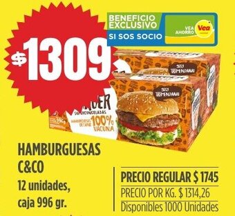 Supermercados Vea Hamburguesas c&co oferta