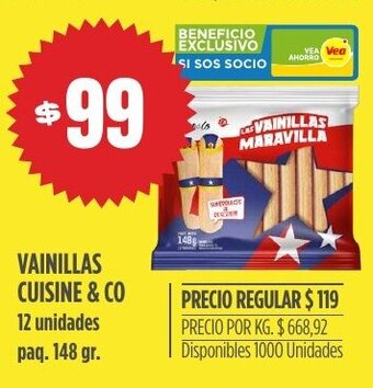 Supermercados Vea Vainillas cuisine & co oferta