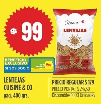 Supermercados Vea Lentejas cuisine & co oferta