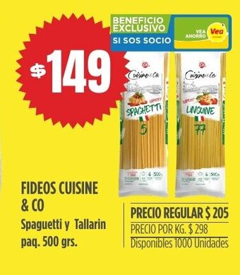 Supermercados Vea Fideos cuisine & co oferta