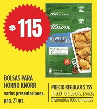 Supermercados Vea Bolsas para horno knorr oferta