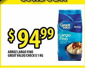 Punto Mayorista Arroz largo fino great value check oferta