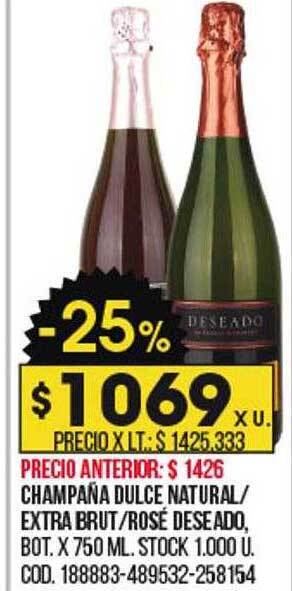 Coto Champaña dulce natural extra brut rosé deseado oferta