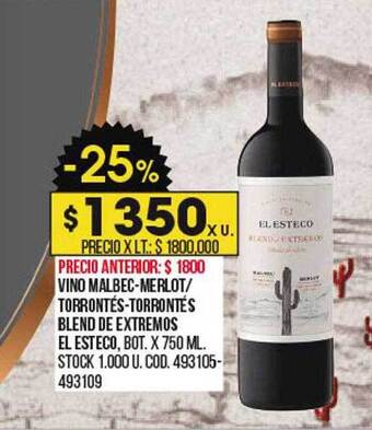 Coto Vino malbec-merlot torrontés-torrontés blend de extremos el esteco oferta