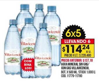 Coto Agua mineral sin gas con gas villavicencio oferta