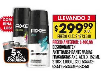 Coto Desodorante antitranspirante varias fragancias axe oferta