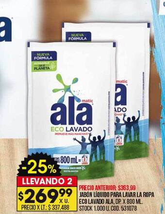 Coto Jabón líquido para lavar la ropa eco lavado ala oferta