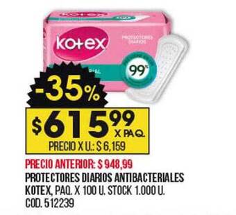 Coto Protectores diarios antibacteriales kotex oferta