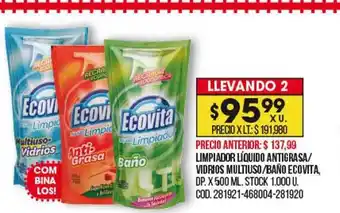 Coto Limpiador líquido antigrasa vidrios multiuso baño ecovita oferta