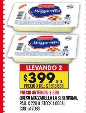 Coto Queso mozzarella la serenisima oferta