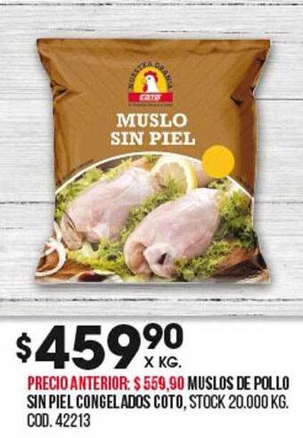 Coto Muslos de pollo sin piel congelados coto oferta