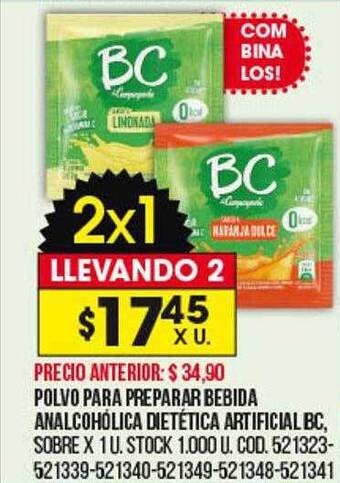 Coto Polvo para preparar bebida analcohólica dietética artificial bc oferta