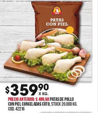 Coto Patas de pollo con piel congeladas coto oferta