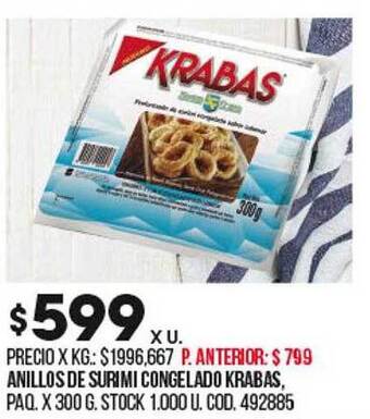 Coto Anillos de surimi congelado krabas oferta