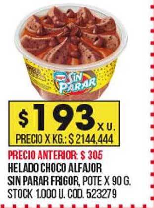 Coto Helado choco alfajor sin parar frigor oferta