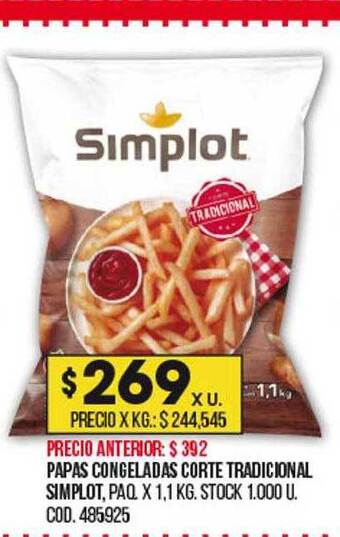 Coto Papas congeladas corte tradicional simplot oferta