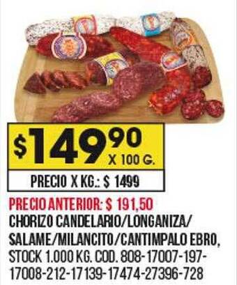 Coto Chorizo candelario longaniza salame milancito cantimpalo ebro oferta