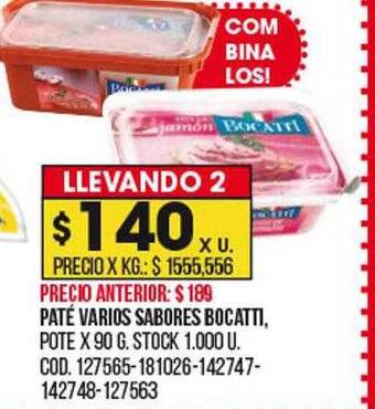 Coto Paté varios sabores bocatti oferta
