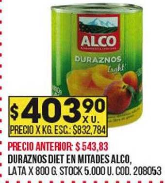 Coto Duraznos diet en mitades alco oferta